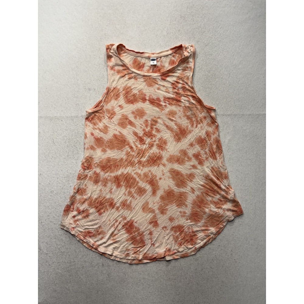 Old Navy Tank Top Womens Small Orange Tie Dye Scoop Neck Luxe Casual Summer